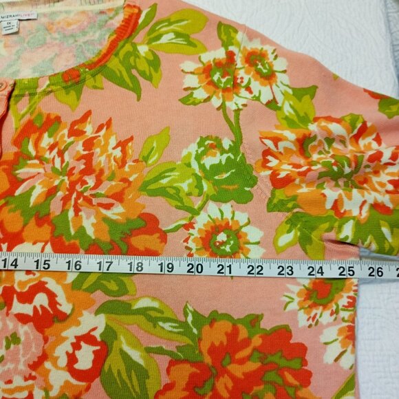 Isaac Mizrahi Live Floral Cardigan Sweater Button Sz 1X 100% Cotton Lightweight - Picture 9 of 10